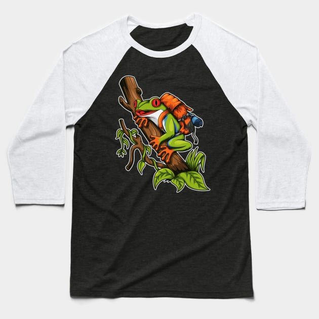 Frog Tree Backpacker Baseball T-Shirt by JagatKreasi